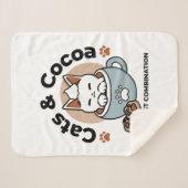 Schattige Kat in Mok Vakantie Ontwerp - Kat & Caca Sherpa Deken (Voorkant (horizontaal))