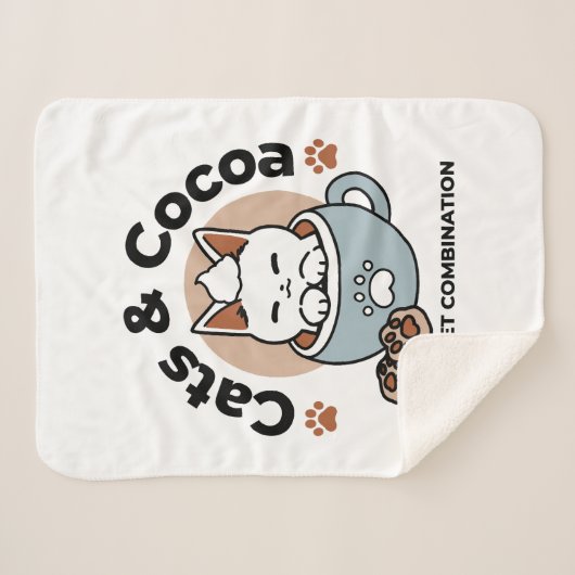 Schattige Kat in Mok Vakantie Ontwerp - Kat & Caca Sherpa Deken (Voorkant (horizontaal))