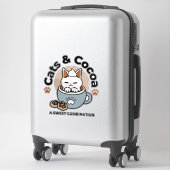 Schattige Kat in Mok Vakantie Ontwerp - Kat & Caca Sticker (Koffer)