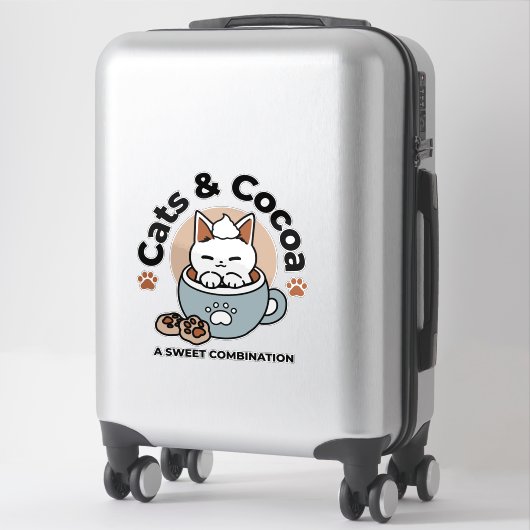 Schattige Kat in Mok Vakantie Ontwerp - Kat & Caca Sticker (Koffer)