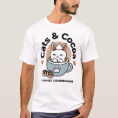 Schattige Kat in Mok Vakantie Ontwerp - Kat & Caca T-shirt (Voorkant)