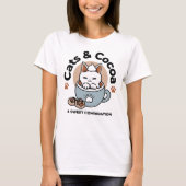 Schattige Kat in Mok Vakantie Ontwerp - Kat & Caca T-shirt (Voorkant)