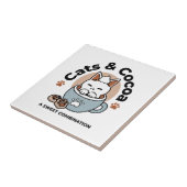 Schattige Kat in Mok Vakantie Ontwerp - Kat & Caca Tegeltje (Zijkant)