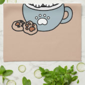 Schattige Kat in Mok Vakantie Ontwerp - Kat & Caca Theedoek (Gevouwen)