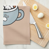 Schattige Kat in Mok Vakantie Ontwerp - Kat & Caca Theedoek (Quarter Fold)