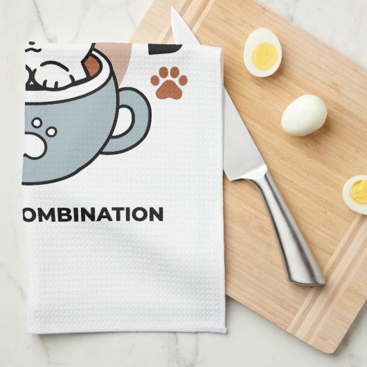 Schattige Kat in Mok Vakantie Ontwerp - Kat & Caca Theedoek (Quarter Fold)