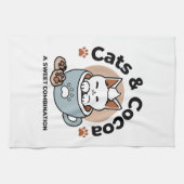 Schattige Kat in Mok Vakantie Ontwerp - Kat & Caca Theedoek (Horizontaal)