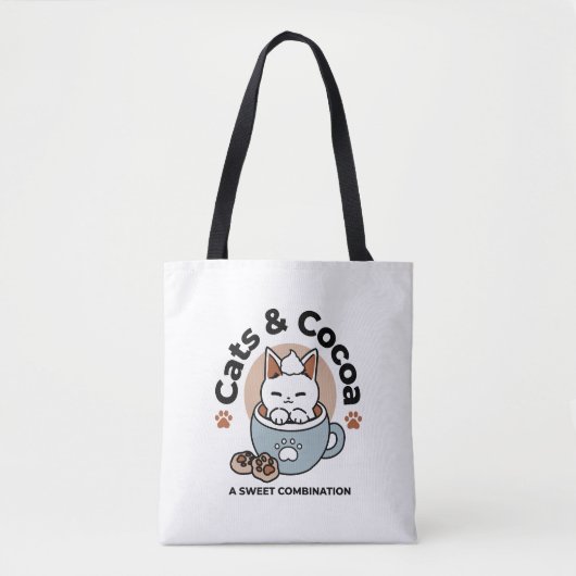 Schattige Kat in Mok Vakantie Ontwerp - Kat & Caca Tote Bag (Voorkant)