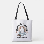 Schattige Kat in Mok Vakantie Ontwerp - Kat & Caca Tote Bag (Achterkant)
