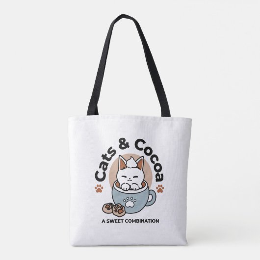 Schattige Kat in Mok Vakantie Ontwerp - Kat & Caca Tote Bag (Achterkant)