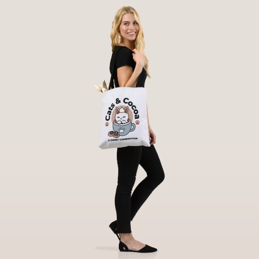 Schattige Kat in Mok Vakantie Ontwerp - Kat & Caca Tote Bag (Op model)