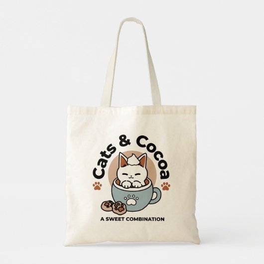 Schattige Kat in Mok Vakantie Ontwerp - Kat & Caca Tote Bag (Achterkant)