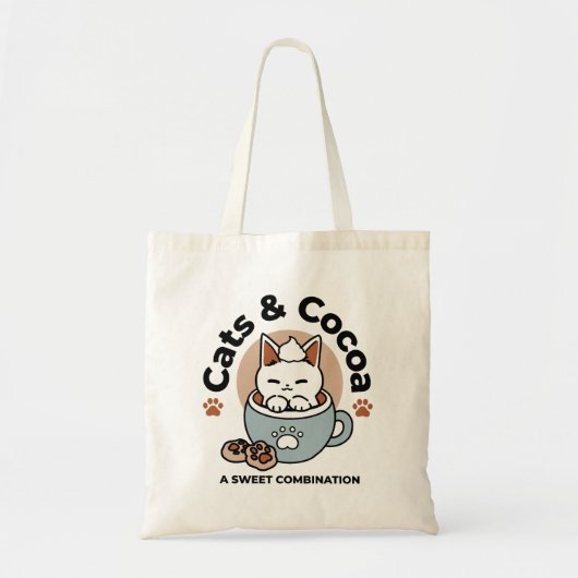 Schattige Kat in Mok Vakantie Ontwerp - Kat & Caca Tote Bag (Voorkant)