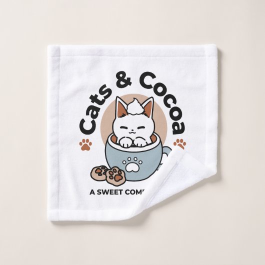 Schattige Kat in Mok Vakantie Ontwerp - Kat & Caca Washandje (Wasdoekje)