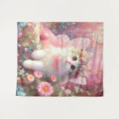 Schattige Kat in Rozen- en bloemenverf Wandkleed (Voorkant (horizontaal))