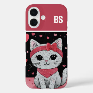 Schattige kat in vermomming - Purrfect Valentijn F iPhone 16 Hoesje