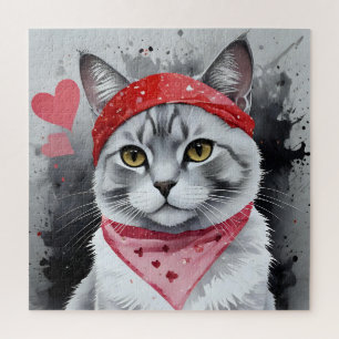 Schattige kat in vermomming - Purrfect Valentijn p Legpuzzel