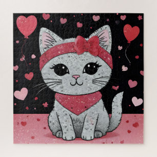 Schattige kat in vermomming - Purrfect Valentijn p Legpuzzel