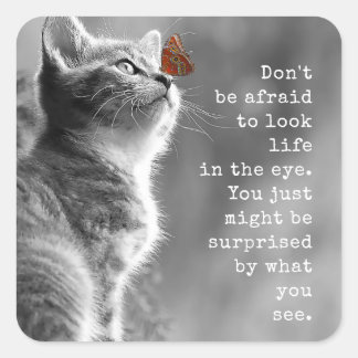 Schattige Kat Inspirerend Gezegde Vierkante Sticker