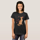 Schattige Kat Japanse Bloem T-shirt (Voorkant volledig)