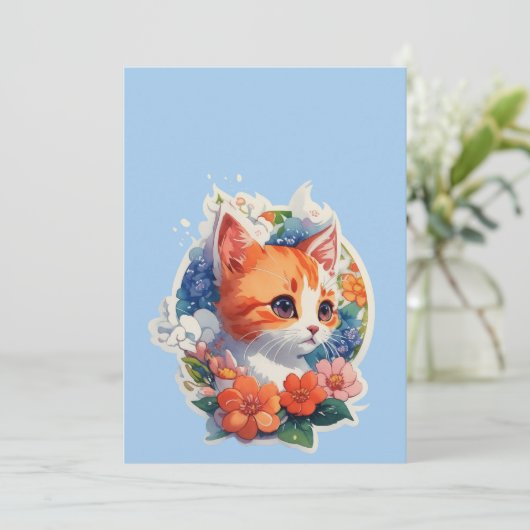 schattige kat kaart (Staand voorkant)