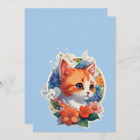 schattige kat kaart (Voorkant / Achterkant)