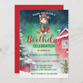 Schattige Kat kat Kerstman Kerstfeest sneeuwfeest Save The Date (Voorkant / Achterkant)