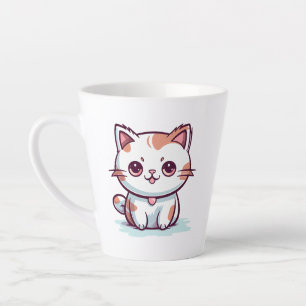 Schattige Kat Kawaii Stijl Clipart Latte Mok