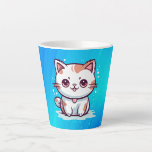 Schattige Kat Kawaii Stijl Clipart Latte Mok