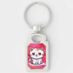 Schattige Kat Kawaii Stijl Clipart Sleutelhanger