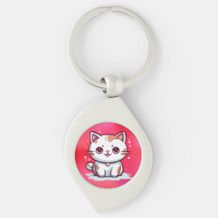 Schattige Kat Kawaii Stijl Clipart Sleutelhanger