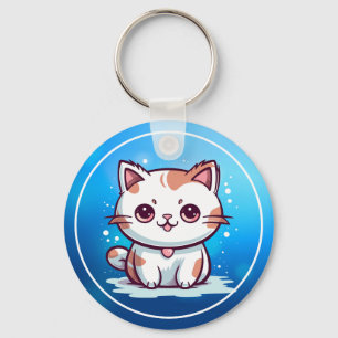 Schattige Kat Kawaii Stijl Clipart Sleutelhanger
