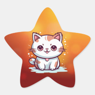 Schattige Kat Kawaii Stijl Clipart Ster Sticker