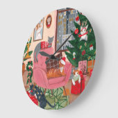 Schattige kat Kerst kunst Grote Klok (Hoek)