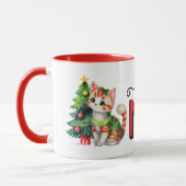 Schattige kat kerst magie mok (Links)
