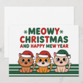 Schattige kat kerst miauw met kersthoed  feestdagenkaart (Voorkant / Achterkant)