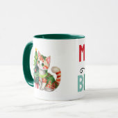 Schattige kat kerst vrolijk en fel mok (Voorkant links)