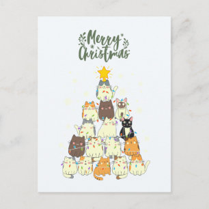Schattige kat kerstboom  feestdagenkaart