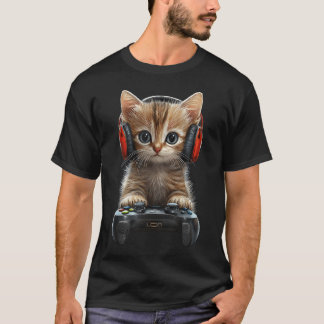 Schattige Kat Kitten Gamer Gaming Spel T-shirt