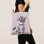 Schattige kat kitten | pootafdruk over de hele roz tote bag (Dichtbij)