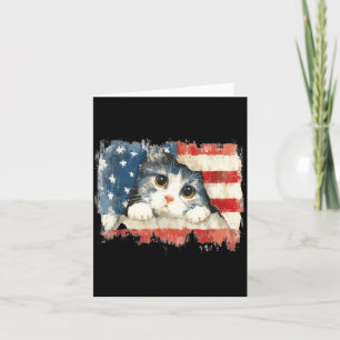 Schattige Kat_Kitten Vervallen Amerikaanse Vlag VS Kaart
