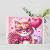 Schattige kat/kitten voor Valentijnsdag Feestdagenkaart (Staand voorkant)