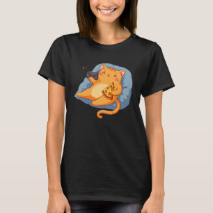 Schattige Kat Kitty Gamer Pizza Grap Video Game Be T-shirt
