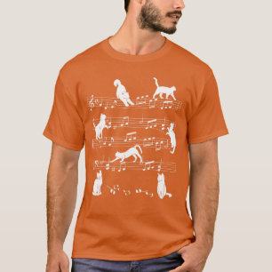Schattige Kat Kitty Speelt Muzieknoot Sleutel Musi T-shirt