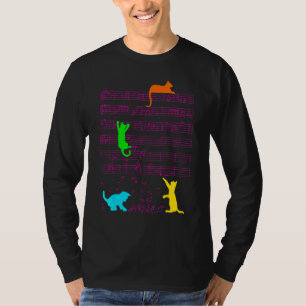 Schattige Kat Kitty Speelt Muzieknoot Sleutel Musi T-shirt