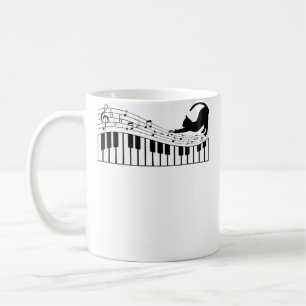 Schattige Kat Kitty Speelt Piano Muziek Sleutel Pi Koffiemok