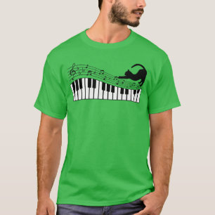 Schattige Kat Kitty Speelt Piano Muziek Sleutel Pi T-shirt