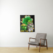 Schattige kat klavertje Ierse heilige St. Patrick Wandkleed (In situ)