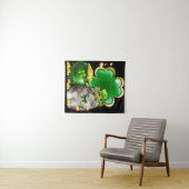 Schattige kat klavertje Ierse heilige St. Patrick Wandkleed (In Situ (horizontaal))