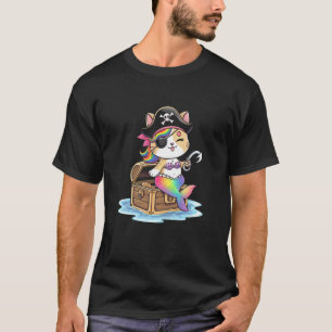 Schattige Kat Kleines Meermin Zeerover Halloween F T-shirt